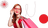Happy girl with pink eyewear and carrying 3 shopping bags over her shoulder with shapes in background